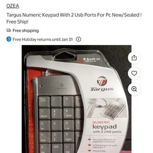Targus Silver Numeric Keypad with USB Ports